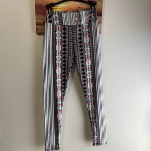 Lularoe one size leggings striped boho coral mint nwt